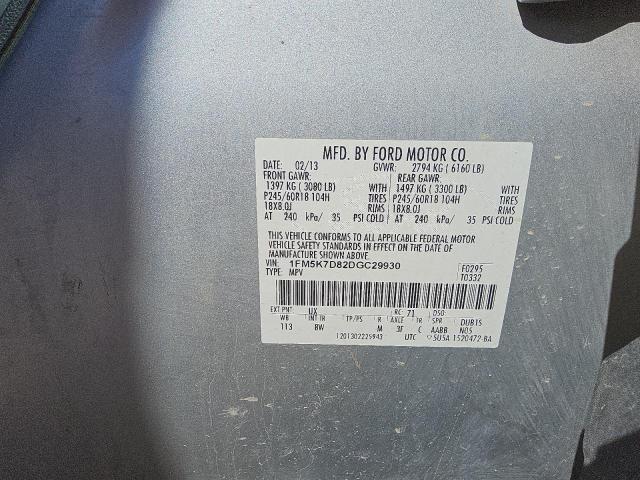 1FM5K7D82DGC29930 - 2013 FORD EXPLORER XLT Gümüş foto 13