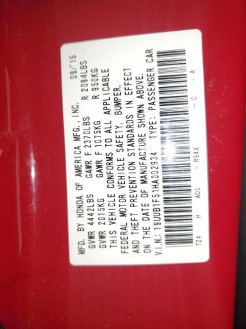 19UUB1F51HA002934 - 2017 ACURA TLX TECH RED photo 12