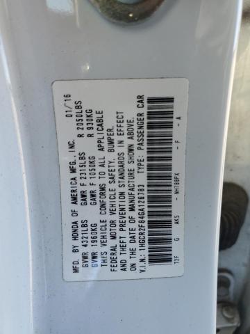 1HGCR2F84GA126783 - 2016 HONDA ACCORD EXL 白色 照片 12