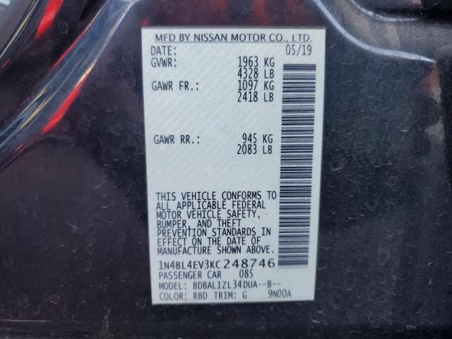 1N4BL4EV3KC248746 - 2019 NISSAN ALTIMA SL CHARCOAL photo 12