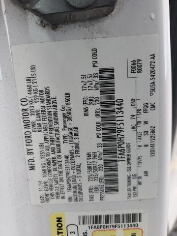 1FA6P0H79F5113440 - 2015 FORD FUSION SE თეთრი ფოტო 12