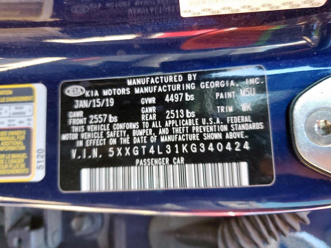 5XXGT4L31KG340424 - 2019 KIA OPTIMA LX Mavi foto 13