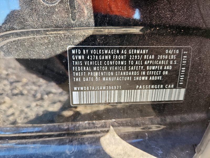 WVWDB7AJ5AW396971 - 2010 VOLKSWAGEN GOLF 黑色 照片 13