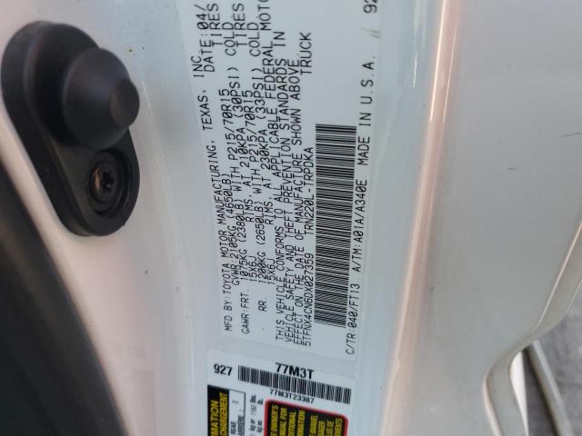 5TFNX4CN6DX027359 - 2013 TOYOTA TACOMA WHITE photo 13