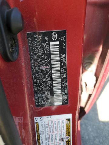 JTDBR32E060073192 - 2006 TOYOTA COROLLA CE წითელი ფოტო 12