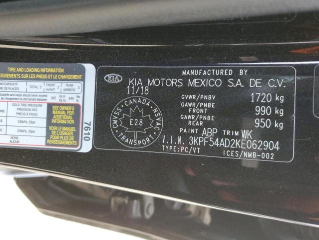 3KPF54AD2KE062904 - 2019 KIA FORTE EX Czarny zdjęcie 12