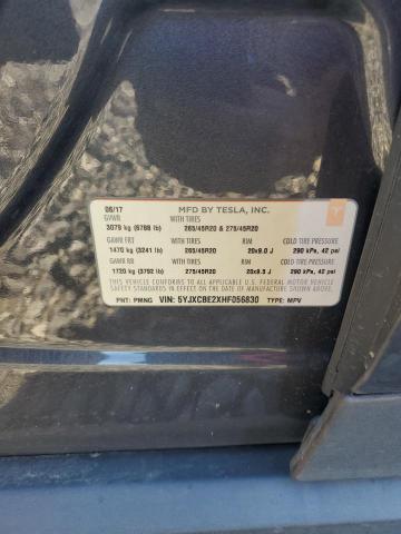 5YJXCBE2XHF056830 - 2017 TESLA MODEL X ნაცრისფერი ფოტო 12
