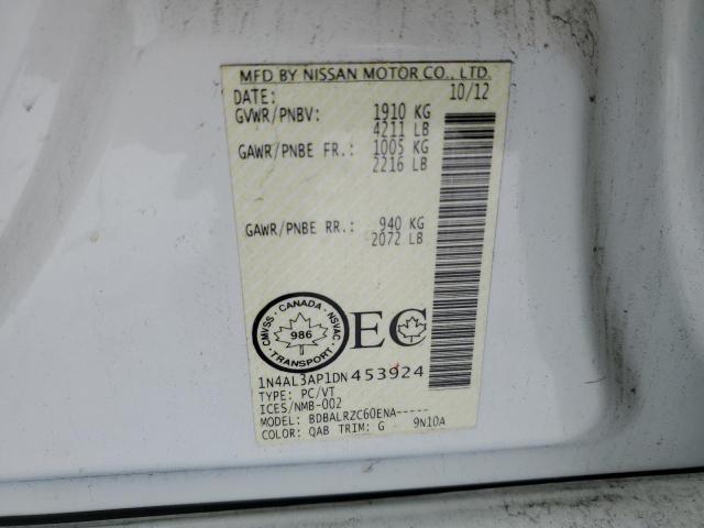 1N4AL3AP1DN453924 - 2013 NISSAN ALTIMA 2.5 白色 照片 13