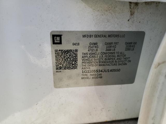 1G1105S34JU140550 - 2018 CHEVROLET IMPALA LT WHITE photo 12