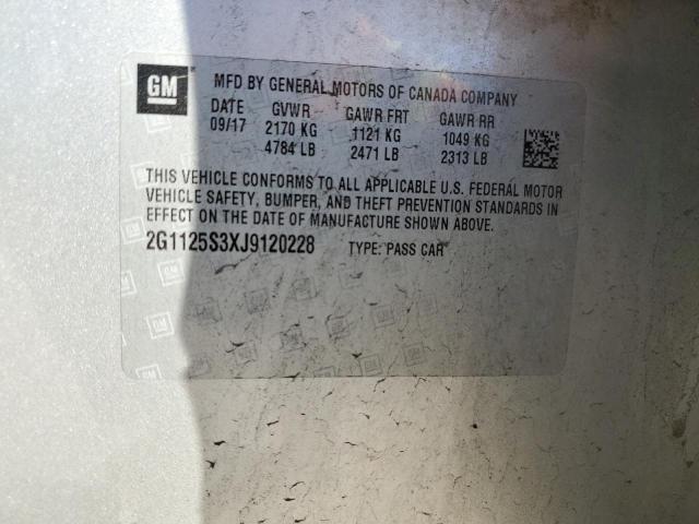 2G1125S3XJ9120228 - 2018 CHEVROLET IMPALA PREMIER SILVER photo 12