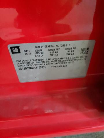 1G1JD5SG6H4105851 - 2017 CHEVROLET SONIC LT 红色 照片 13