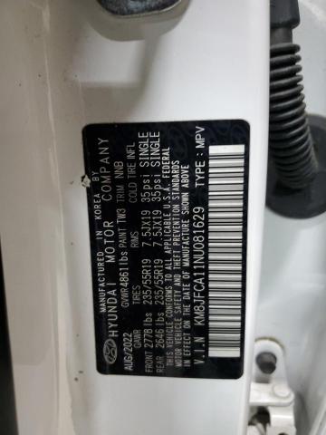 KM8JFCA11NU081629 - 2022 HYUNDAI TUCSON SEL CONVENIENCE Biały zdjęcie 14