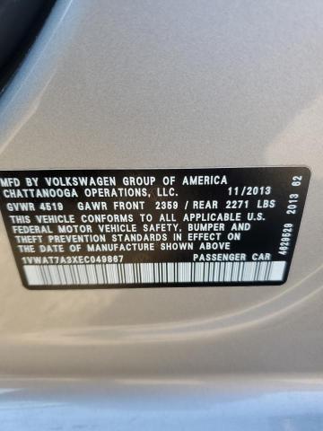 1VWAT7A3XEC049867 - 2014 VOLKSWAGEN PASSAT S SILVER photo 12