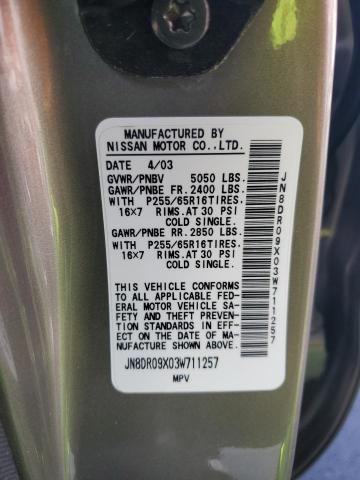 JN8DR09X03W711257 - 2003 NISSAN PATHFINDER LE Brązowy zdjęcie 13