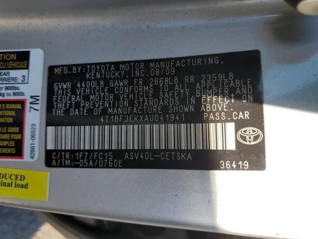 4T1BF3EKXAU041941 - 2010 TOYOTA CAMRY BASE فضي صورة 12