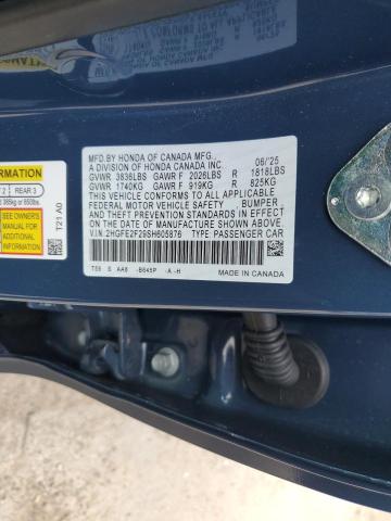 2HGFE2F29SH605876 - 2025 HONDA CIVIC LX Mavi foto 12