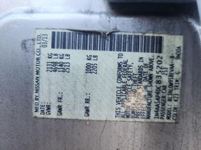 1N4AA5AP4DC835202 - 2013 NISSAN MAXIMA S SILVER photo 12