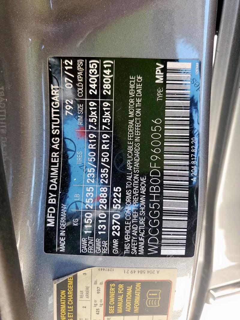 WDCGG5HB0DF960056 - 2013 MERCEDES-BENZ GLK 350 SILVER photo 14