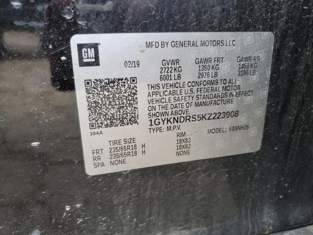 1GYKNDRS5KZ223908 - 2019 CADILLAC XT5 LUXURY BLACK photo 13