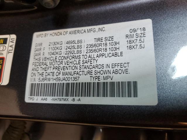 5J6RW1H59JA001357 - 2018 HONDA CR-V EX GRAY photo 14
