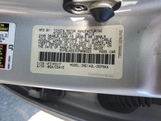 5YFBU4EEXCP060323 - 2012 TOYOTA COROLLA BASE 银色 照片 13