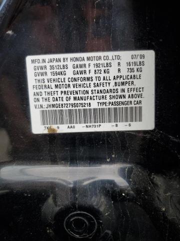 JHMGE87279S075218 - 2009 HONDA FIT BLACK photo 12