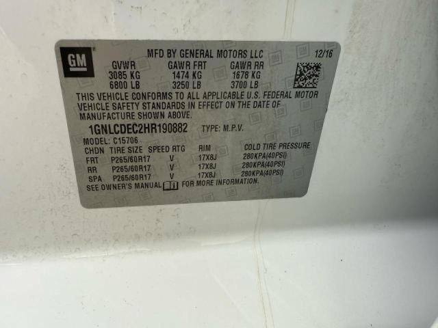 1GNLCDEC2HR190882 - 2017 CHEVROLET TAHOE POLICE 白色 照片 10