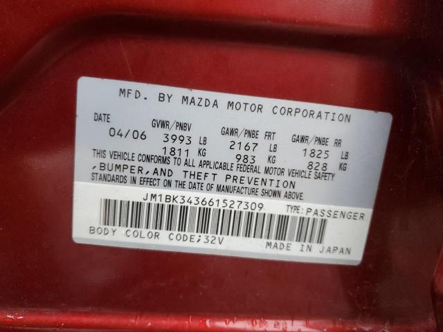 JM1BK343661527309 - 2006 MAZDA 3 HATCHBACK Красный фото 13