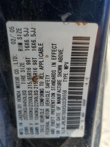 JHLRD788X5C036558 - 2005 HONDA CR-V EX BLUE photo 13