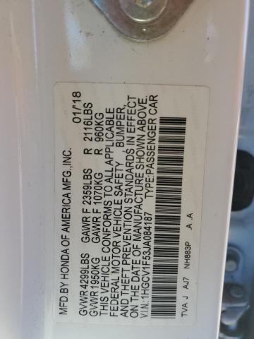 1HGCV1F53JA084187 - 2018 HONDA ACCORD EXL 白色 照片 12