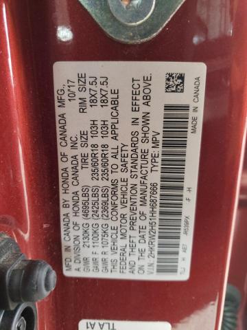 2HKRW2H51HH687666 - 2017 HONDA CR-V EX Kırmızı fotoğraf 14