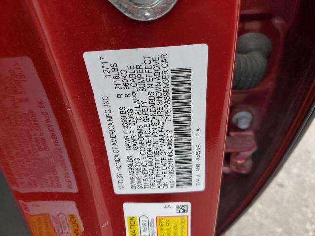 1HGCV1F46JA065012 - 2018 HONDA ACCORD EX RED photo 12