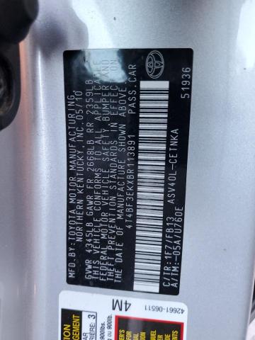 4T4BF3EKXBR113891 - 2011 TOYOTA CAMRY BASE Plata foto 13