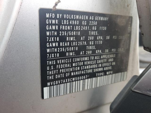 WVGBV7AX8CW560067 - 2012 VOLKSWAGEN TIGUAN S 银色 照片 13