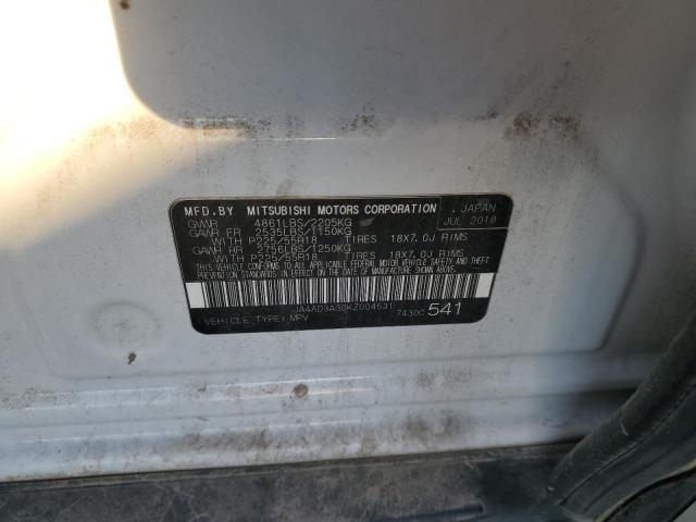 JA4AD3A30KZ004531 - 2019 MITSUBISHI OUTLANDER SE თეთრი ფოტო 12