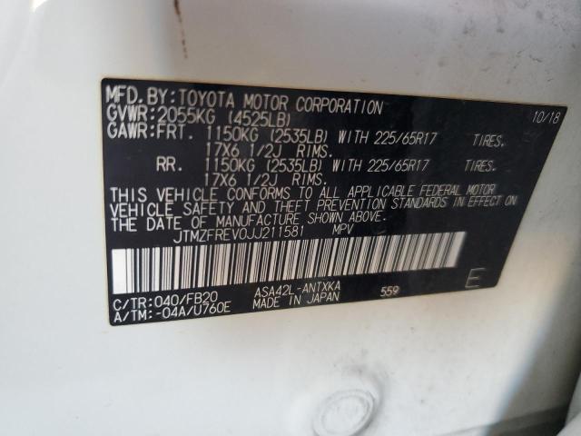 JTMZFREV0JJ211581 - 2018 TOYOTA RAV4 LE თეთრი ფოტო 13