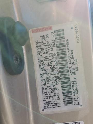 JTDBE32K520020340 - 2002 TOYOTA CAMRY LE TAN photo 12