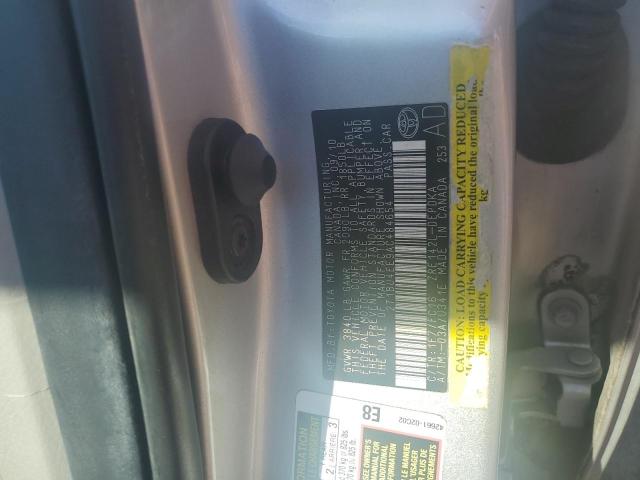 2T1BU4EE9AC484654 - 2010 TOYOTA COROLLA BASE SILVER photo 12