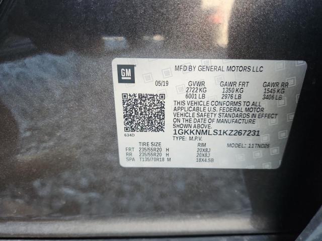 1GKKNMLS1KZ267231 - 2019 GMC ACADIA SLT-1 Темно-сірий фото 13