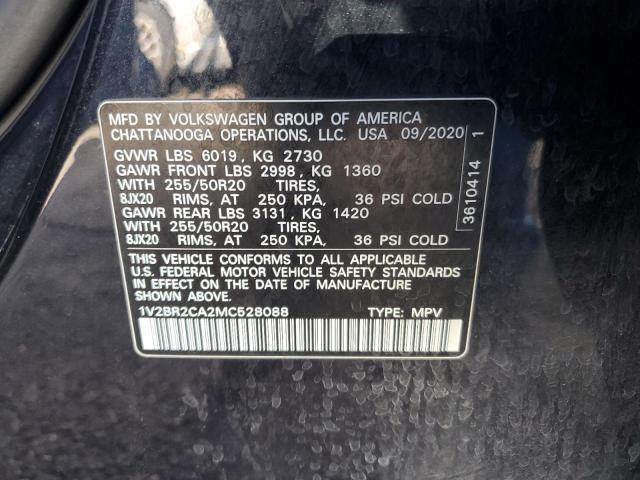 1V2BR2CA2MC528088 - 2021 VOLKSWAGEN ATLAS SEL Սև լուսանկար 13