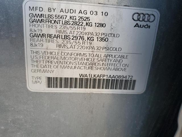 WA1LKAFP1AA089472 - 2010 AUDI Q5 PREMIUM PLUS SILVER photo 12