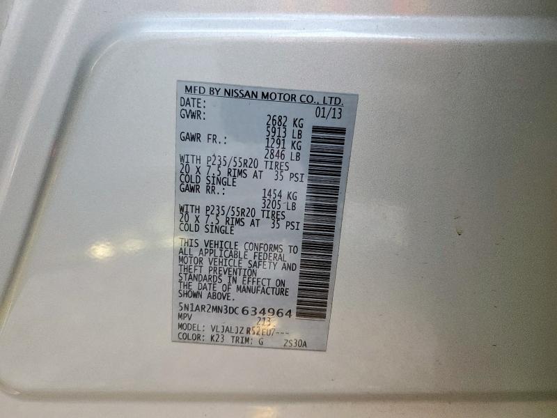 5N1AR2MN3DC634964 - 2013 NISSAN PATHFINDER S ვერცხლისფერი ფოტო 13