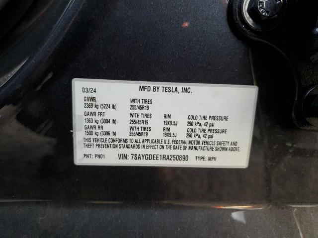 7SAYGDEE1RA250890 - 2024 TESLA MODEL Y CHARCOAL photo 12