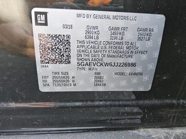 5GAEVCKW6JJ226986 - 2018 BUICK ENCLAVE AVENIR BLACK photo 13