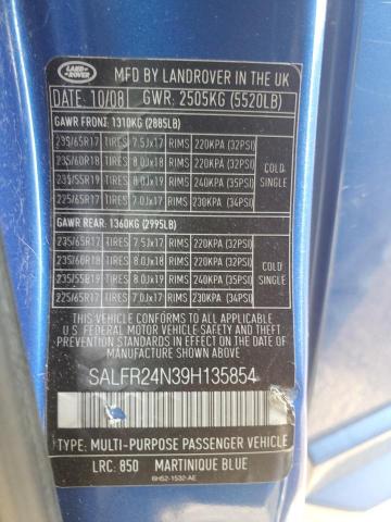 SALFR24N39H135854 - 2009 LAND ROVER LR2 HSE BLUE photo 13