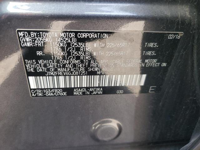 JTMZFREV6GJ081251 - 2016 TOYOTA RAV4 LE ნაცრისფერი ფოტო 14