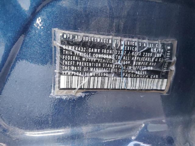 3VWPL7AJ3EM616590 - 2014 VOLKSWAGEN JETTA TDI BLUE photo 12
