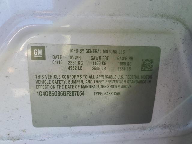 1G4GB5G36GF207064 - 2016 BUICK LACROSSE WHITE photo 13
