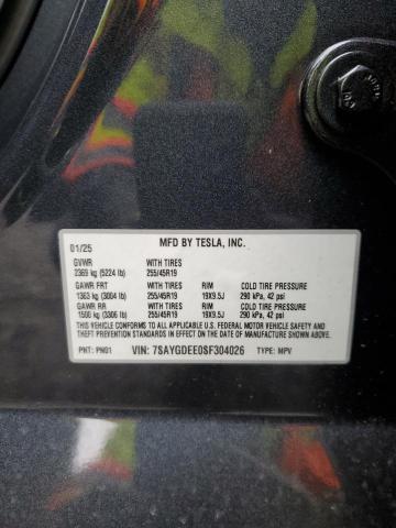7SAYGDEE0SF304026 - 2025 TESLA MODEL Y Grau Foto 13