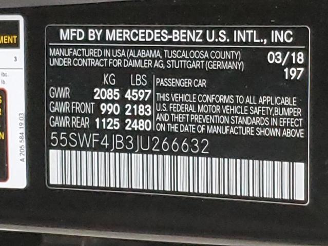 55SWF4JB3JU266632 - 2018 MERCEDES-BENZ C 300 Negro foto 12
